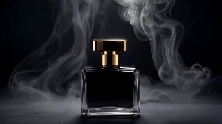 Luxury perfume surrounded by fragrant smoke